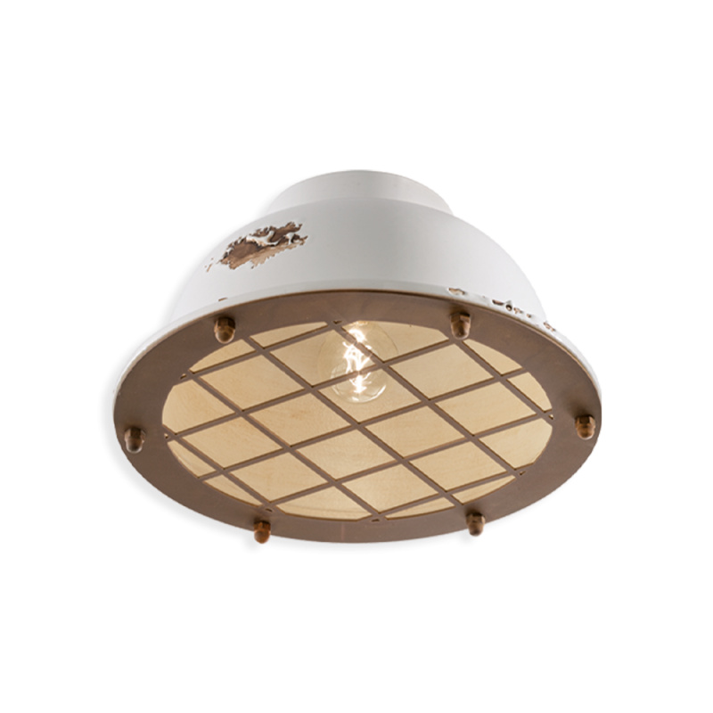 Ferroluce Stropní retro svítidlo INDUSTRIAL, Ø 35 cm, 1xE27 Barva: Bílá