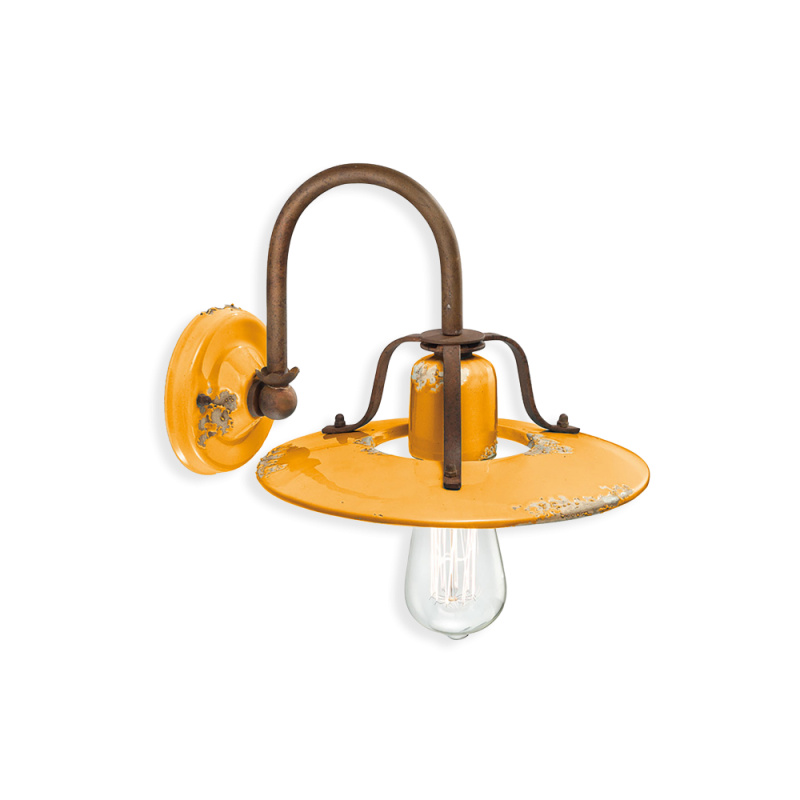 Ferroluce Nástěnné retro svítidlo COUNTRY, š. 30 cm, 1xE27 Barva: Žlutá