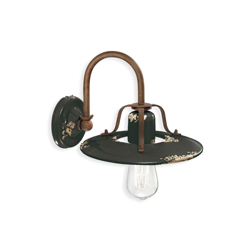 Ferroluce Nástěnné retro svítidlo COUNTRY, š. 30 cm, 1xE27 Barva: Černá