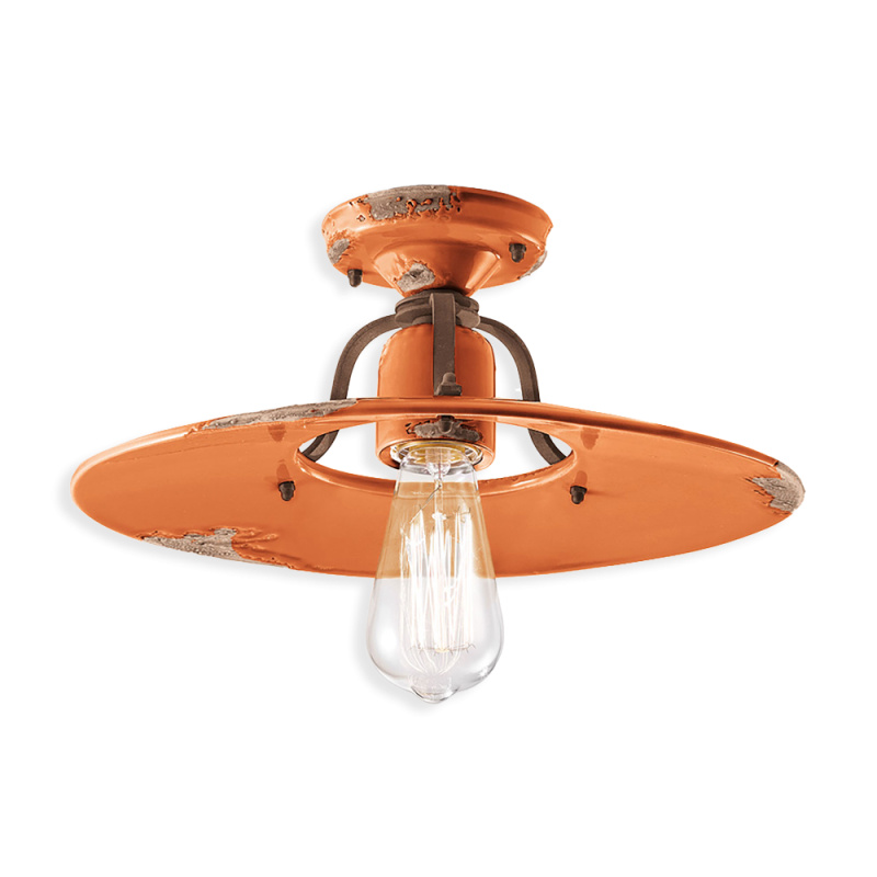 Ferroluce Stropní retro svítidlo COUNTRY, Ø 40 cm, 1xE27 Barva: Oranžová