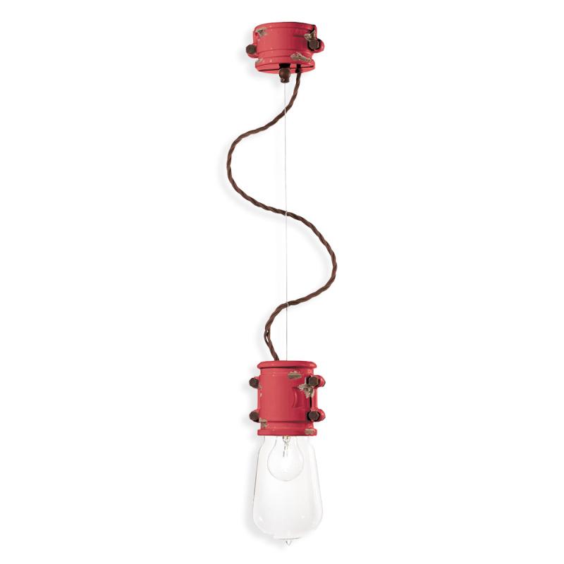 Ferroluce Závěsné retro svítidlo URBAN, v. 26 cm, 1xE27 Barva: Červená