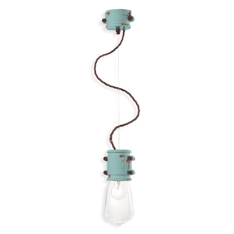 Ferroluce Závěsné retro svítidlo URBAN, v. 26 cm, 1xE27 Barva: Světle modrá