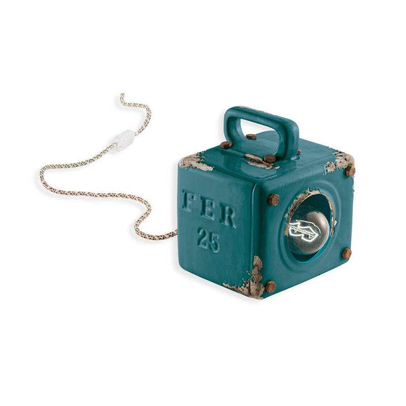 Ferroluce Retro stolní lampa INDUSTRIAL, š. 18 cm, 1xE27 Barva: Olivová zelená
