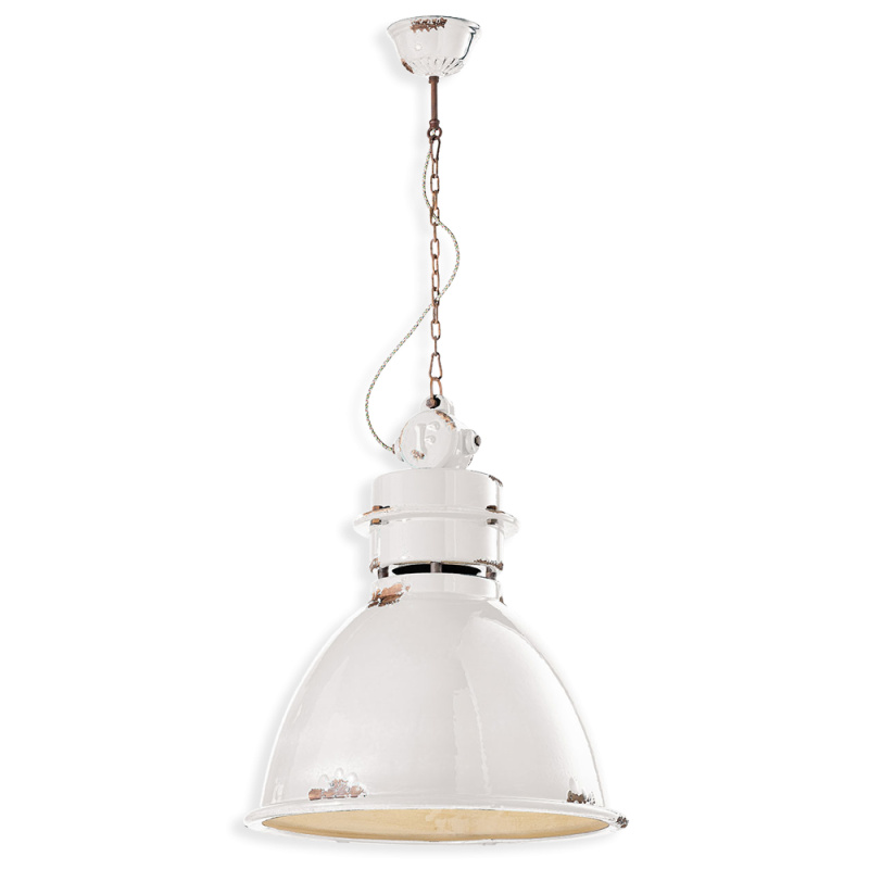 Ferroluce Závěsné vintage svítidlo INDUSTRIAL, Ø 50 cm, 1xE27 Barva: Bílá