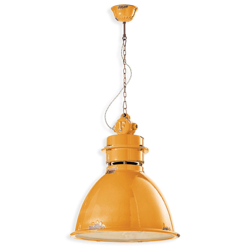 Ferroluce Závěsné vintage svítidlo INDUSTRIAL, Ø 50 cm, 1xE27 Barva: Žlutá