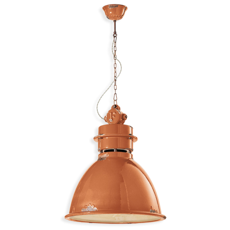 Ferroluce Závěsné vintage svítidlo INDUSTRIAL, Ø 50 cm, 1xE27 Barva: Oranžová