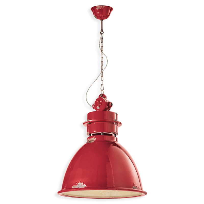 Ferroluce Závěsné vintage svítidlo INDUSTRIAL, Ø 50 cm, 1xE27 Barva: Červená