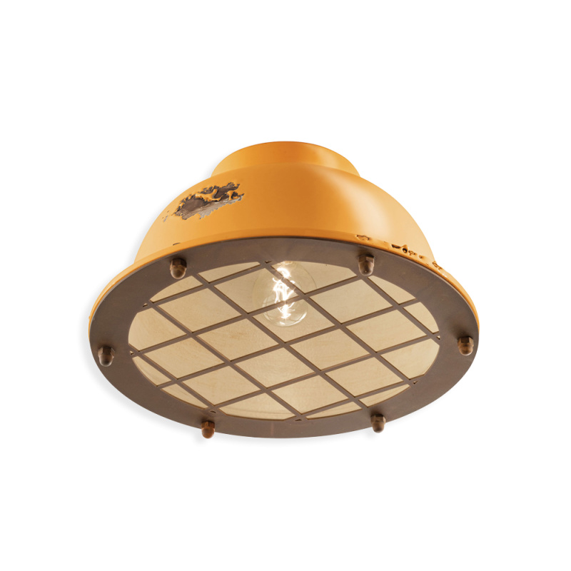 Ferroluce Stropní retro svítidlo INDUSTRIAL, Ø 35 cm, 1xE27 Barva: Žlutá