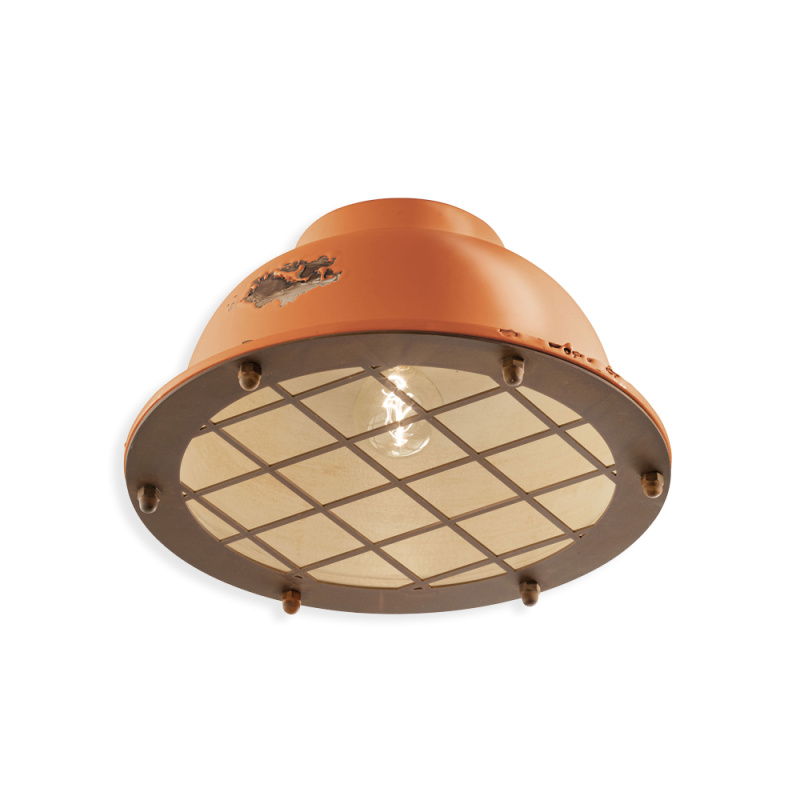 Ferroluce Stropní retro svítidlo INDUSTRIAL, Ø 35 cm, 1xE27 Barva: Oranžová