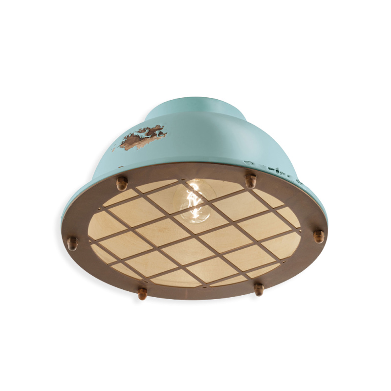 Ferroluce Stropní retro svítidlo INDUSTRIAL, Ø 35 cm, 1xE27 Barva: Světle modrá