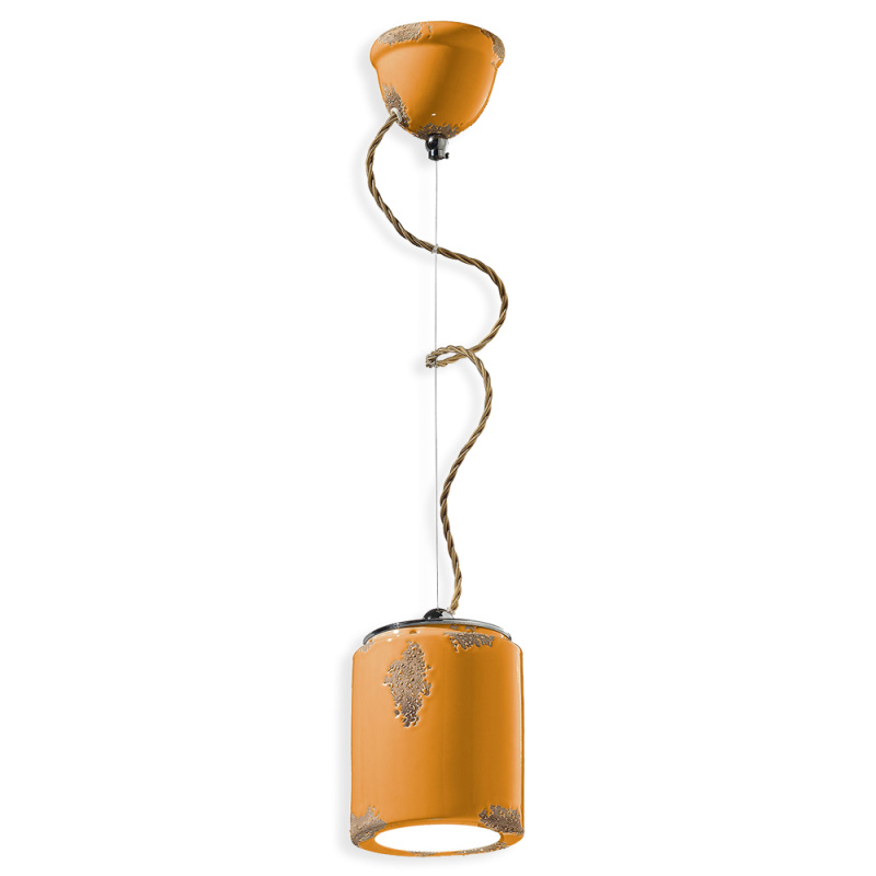 Ferroluce Závěsné retro svítidlo VINTAGE, Ø 12,5 cm, 1xE27 Barva: Žlutá