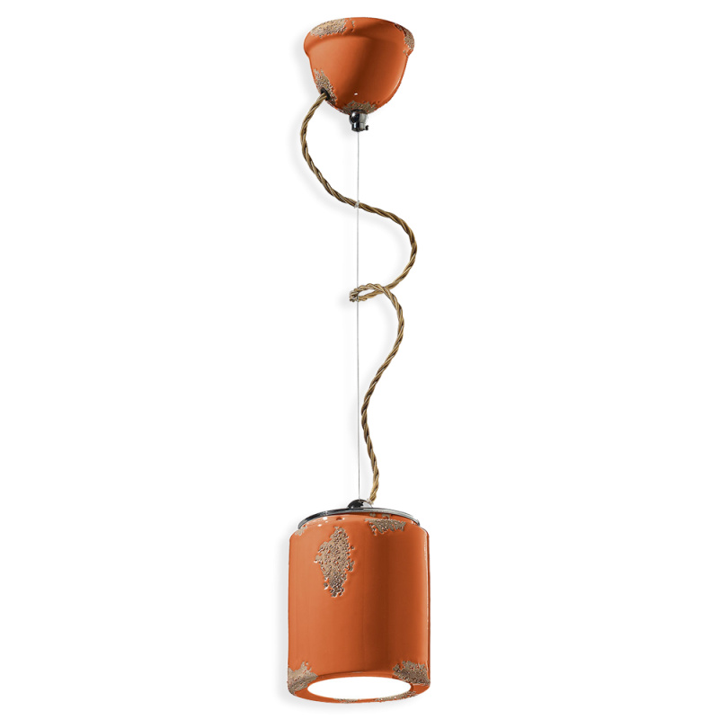 Ferroluce Závěsné retro svítidlo VINTAGE, Ø 12,5 cm, 1xE27 Barva: Oranžová