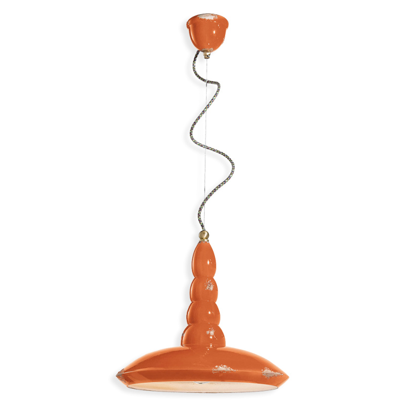 Ferroluce Závěsné retro svítidlo VINTAGE, Ø 40 cm, 1xE27 Barva: Oranžová