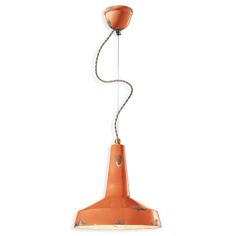 Ferroluce Závěsné retro svítidlo VINTAGE, Ø 35 cm, 1xE27 Barva: Oranžová