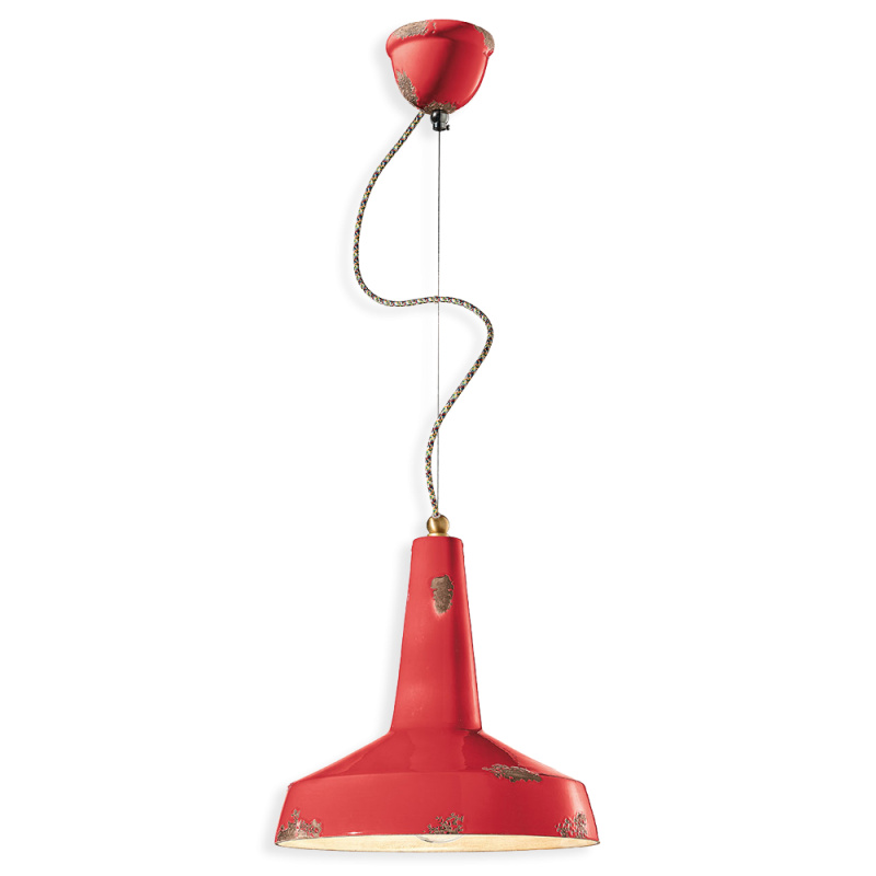 Ferroluce Závěsné retro svítidlo VINTAGE, Ø 35 cm, 1xE27 Barva: Červená