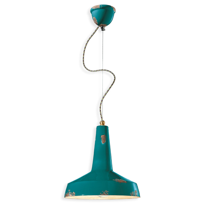 Ferroluce Závěsné retro svítidlo VINTAGE, Ø 35 cm, 1xE27 Barva: Olivová zelená
