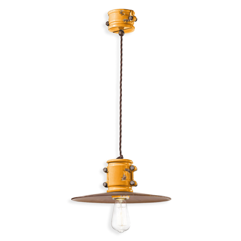 Ferroluce Závěsné retro svítidlo URBAN, Ø 26 cm, 1xE27 Barva: Žlutá