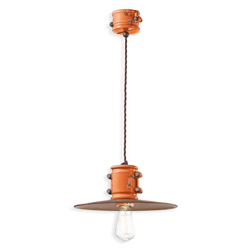 Ferroluce Závěsné retro svítidlo URBAN, Ø 26 cm, 1xE27 Barva: Oranžová