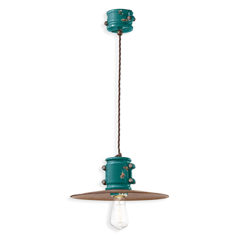 Ferroluce Závěsné retro svítidlo URBAN, Ø 26 cm, 1xE27 Barva: Olivová zelená