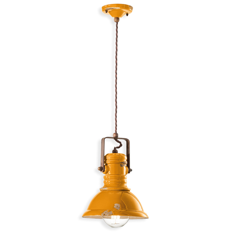 Ferroluce Závěsné retro svítidlo INDUSTRIAL, Ø 23 cm, 1xE27 Barva: Žlutá