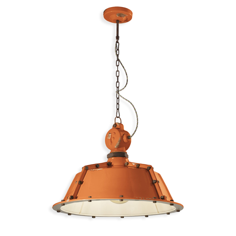 Ferroluce Závěsné retro svítidlo INDUSTRIAL, Ø 52 cm, 1xE27 Barva: Oranžová