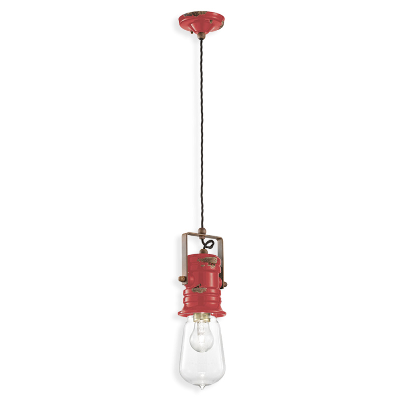 Ferroluce Závěsné retro svítidlo URBAN, v. 37 cm, 1xE27 Barva: Červená