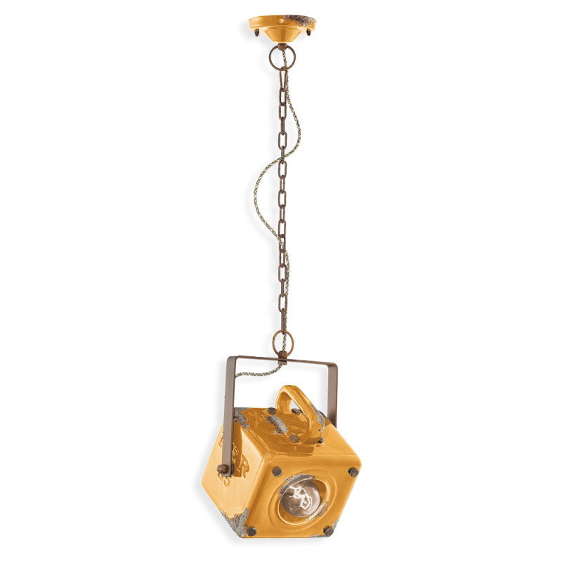Ferroluce Závěsné retro svítidlo INDUSTRIAL, v. 35 cm, 1xE27 Barva: Žlutá
