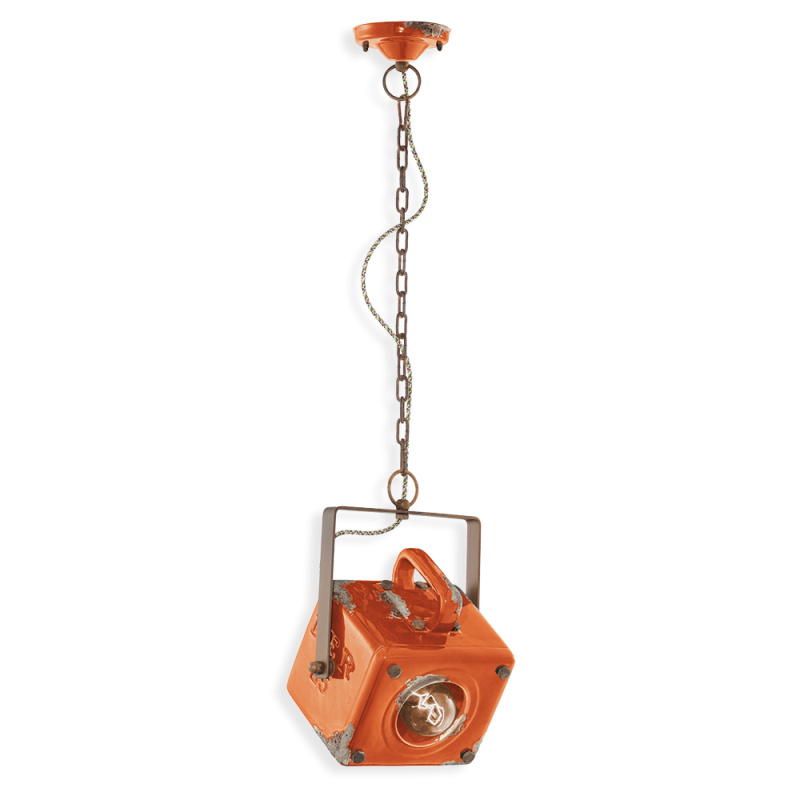 Ferroluce Závěsné retro svítidlo INDUSTRIAL, v. 35 cm, 1xE27 Barva: Oranžová