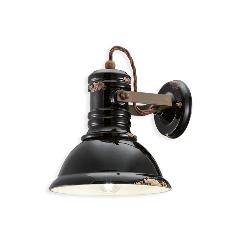 Ferroluce Nástěnné retro svítidlo INDUSTRIAL, v. 24 cm, 1xE27 Barva: Černá