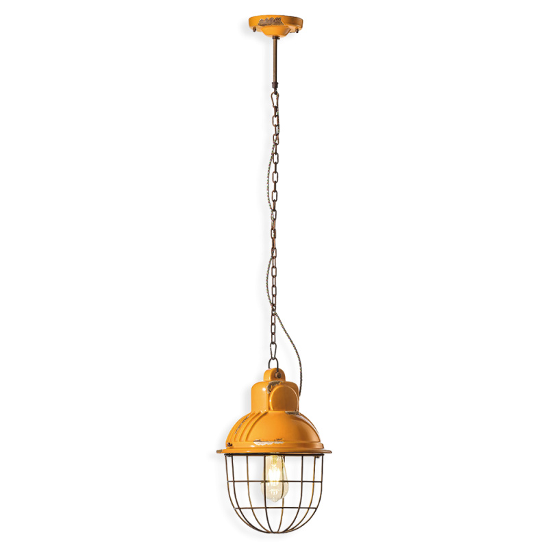 Ferroluce Závěsné vintage svítidlo INDUSTRIAL, v. 40 cm, 1xE27 Barva: Žlutá