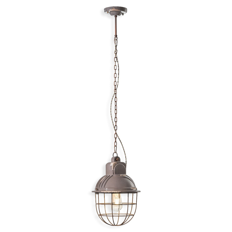 Ferroluce Závěsné vintage svítidlo INDUSTRIAL, v. 40 cm, 1xE27 Barva: Šedá