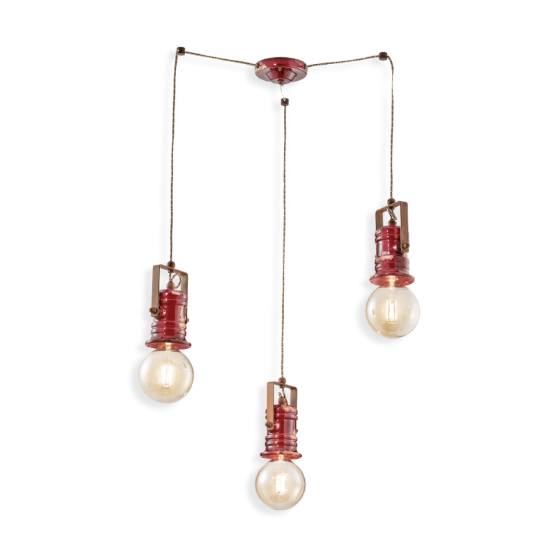 Ferroluce Závěsné vintage svítidlo URBAN, v. 19 cm, 3xE27