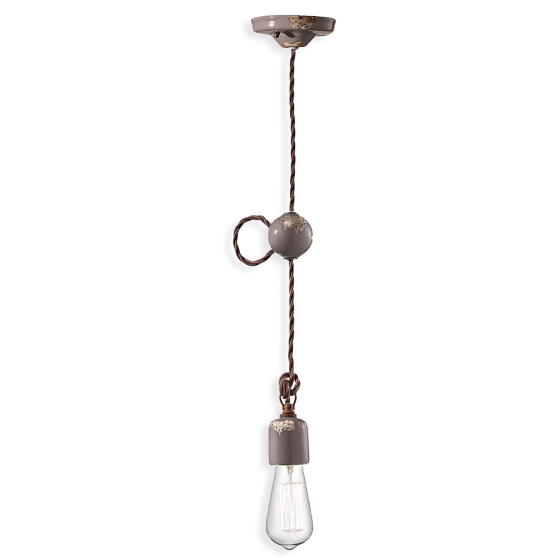 Ferroluce Závěsné retro svítidlo VINTAGE, Ø 5,5 cm, 1xE27 Barva: Šedá