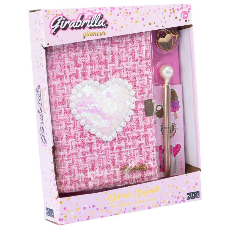 Tweedový deník s flitrovým srdcem