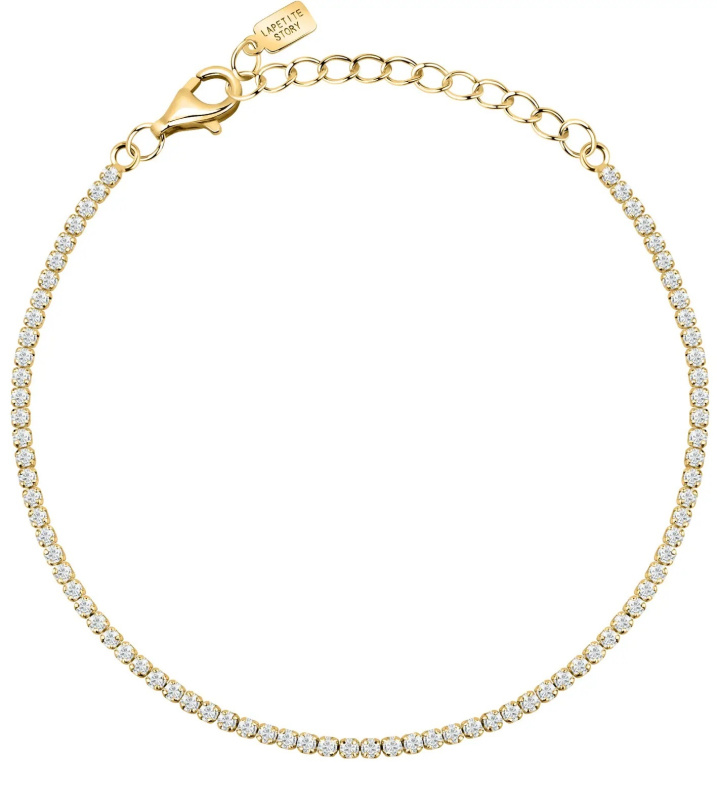 La Petite Story Pozlacený tenisový náramek s čirými zirkony Silver LPS05AWV34