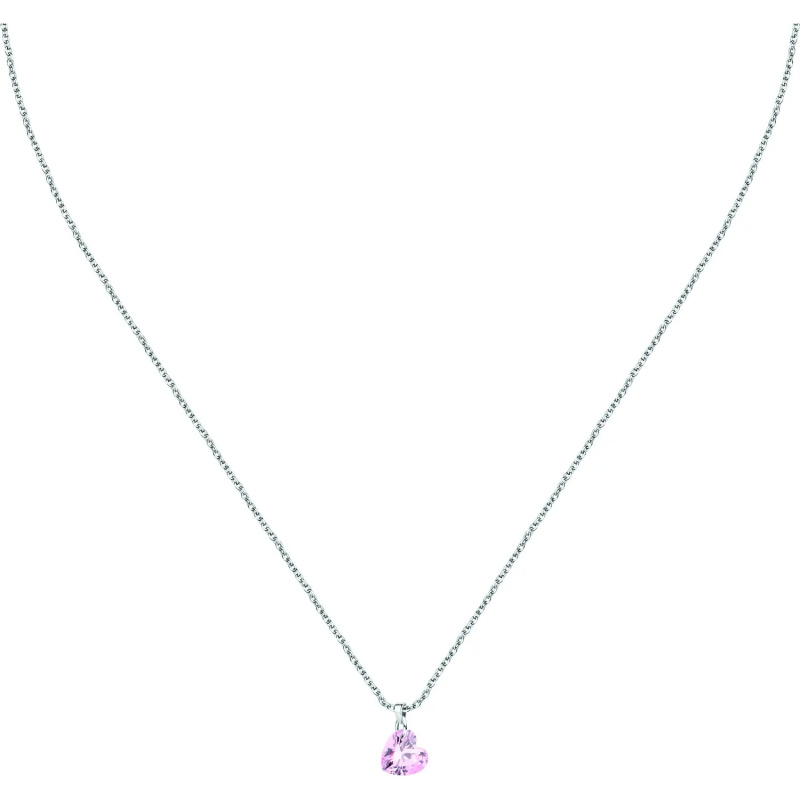 La Petite Story Něžný stříbrný náhrdelník s růžovým srdíčkem Silver LPS10AWV33