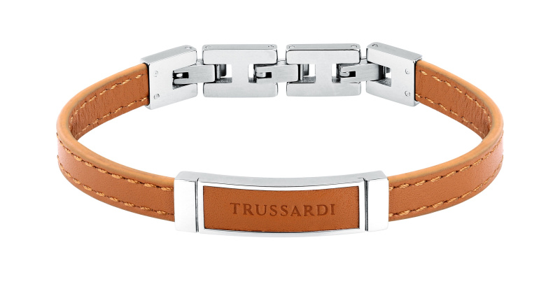 Trussardi Světle hnědý kožený náramek pro muže T-Leather TJAXZ04