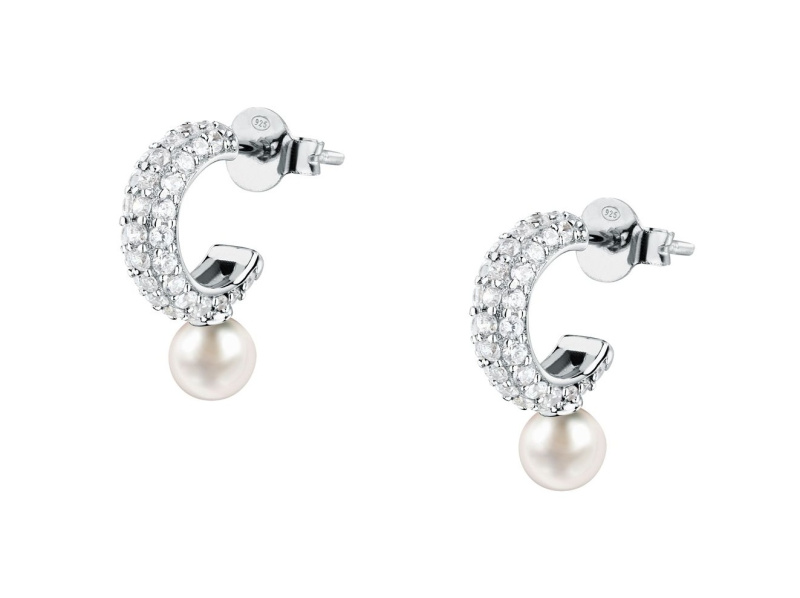 Morellato Stříbrné náušnice s pravou perlou a kubickými zirkony Perla SXU52