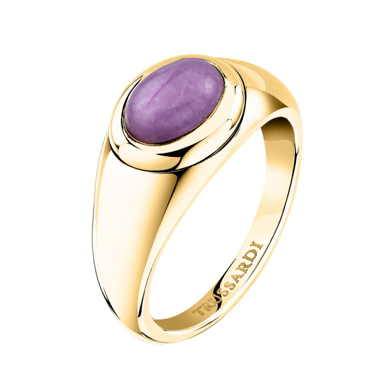 Trussardi Originální pozlacený prsten s mramorem T-Concept TJAYY170 58 mm