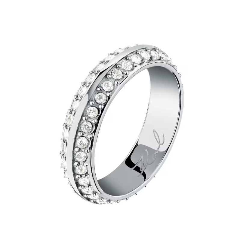Karl Lagerfeld Dámský ocelový prsten s krystaly Bond Pave KLBJY13 54 mm