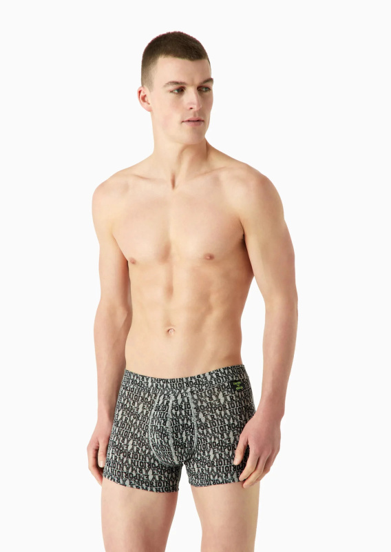 Pánské boxerky 112074 3F508 03348 šedé se vzorem - Emporio Armani M