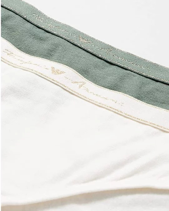 Dámské brazilské kalhotky 2 pack 163337 1A223 - 75910 - zelená/bílá - Emporio Armani XS zeleno-bílá