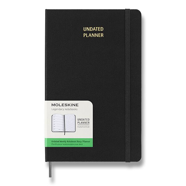 Diář Moleskine Uni, tvrdé desky L, týdenní, nedatovaný, černý