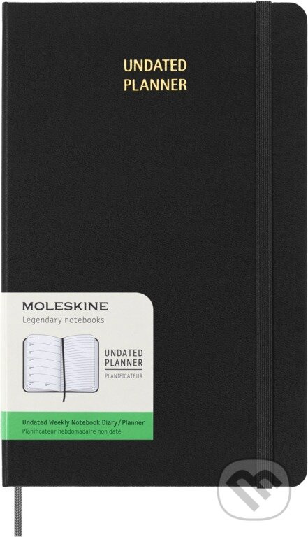 Diář Moleskine Uni, tvrdé desky L, týdenní, nedatovaný, černý