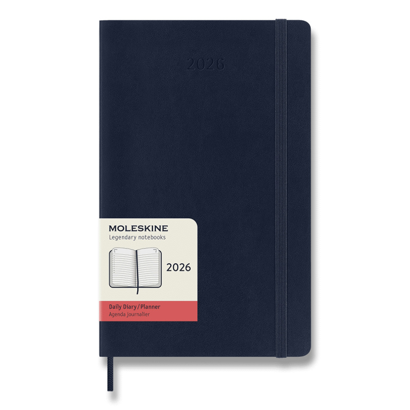 Moleskine 2026 - diář v měkkých deskách - velikost L, denní, modrý