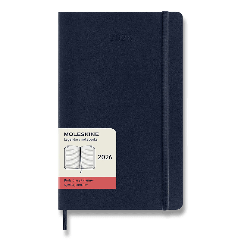 Moleskine 2026 - diář v měkkých deskách - velikost L, denní, modrý