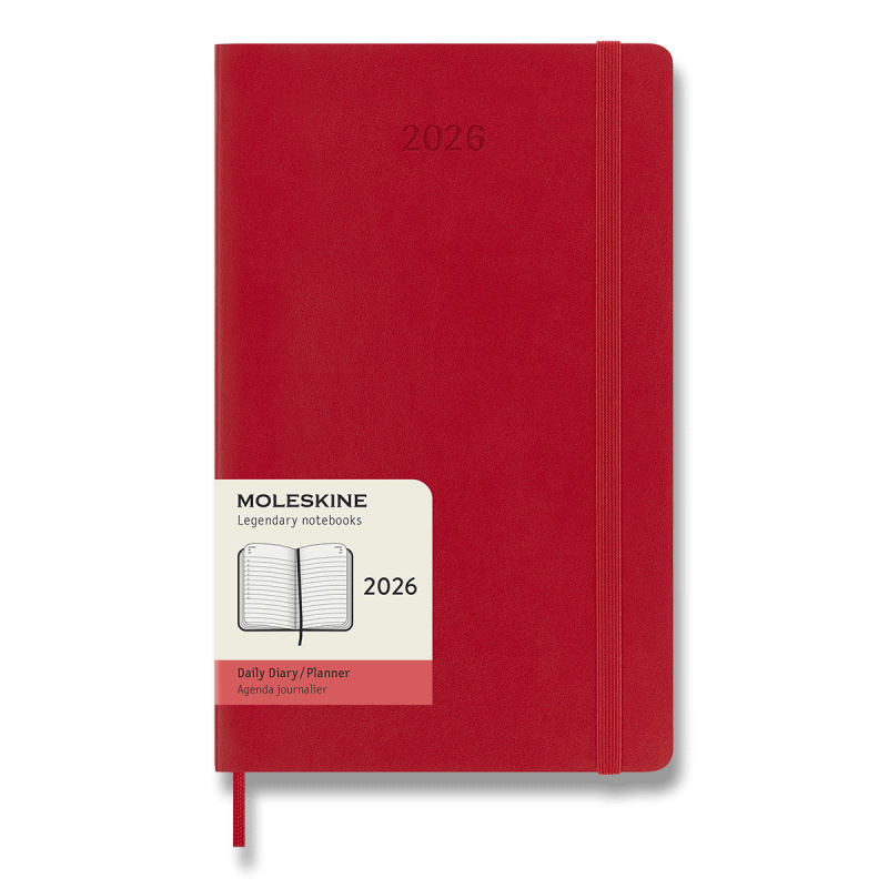 Moleskine 2026 - diář v měkkých deskách - velikost L, denní, červený