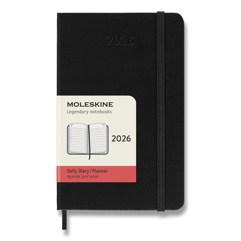 Moleskine 2026 - diář v tvrdých deskách - velikost S, denní, černý