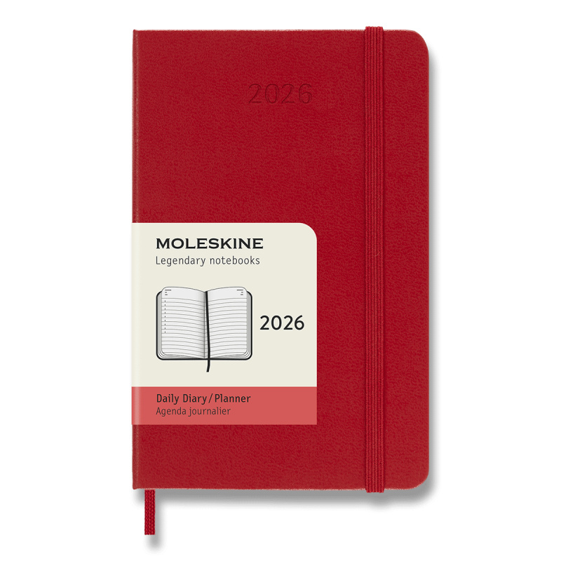 Moleskine 2026 - diář v tvrdých deskách - velikost S, denní, červený