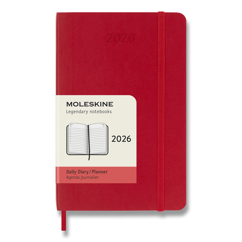 Moleskine 2026 - diář v měkkých deskách - velikost S, denní, červený